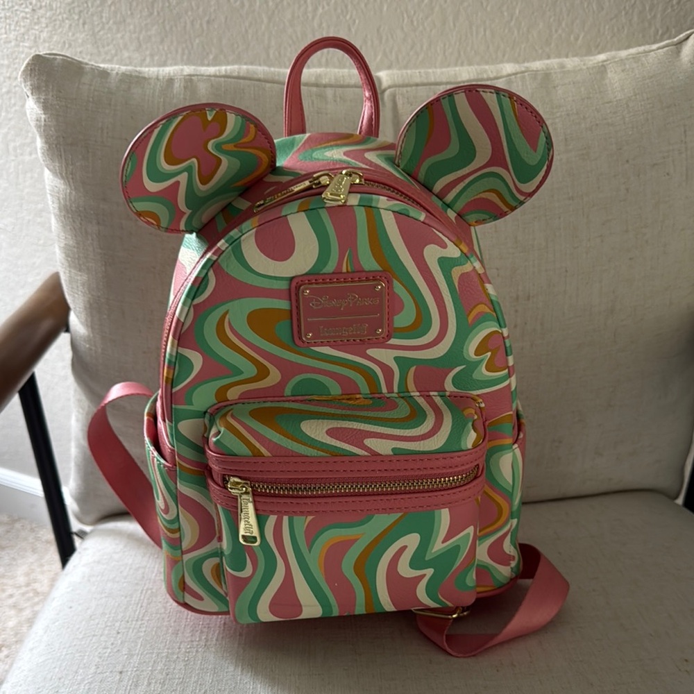 Pink & Green Swirl Loungefly Backpack